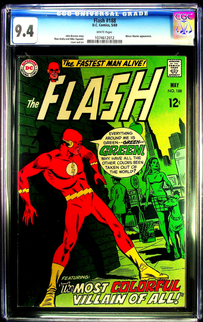 Flash #188 (1969) CGC 9.4 NM WHITE Esposito Iconic Green Cover Mirror Master App