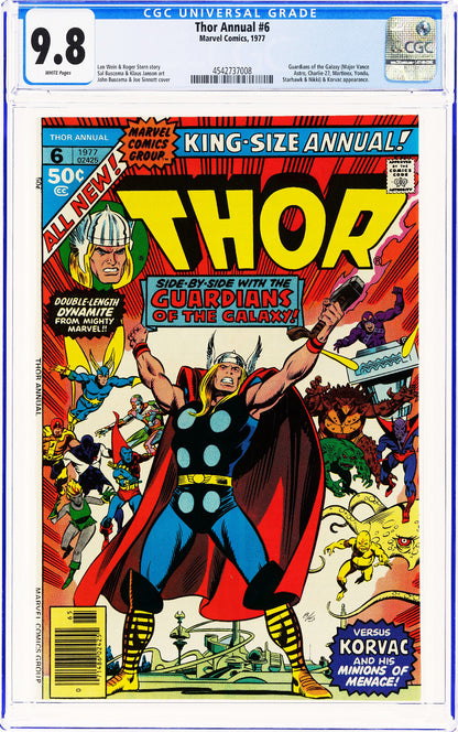 Thor Annual #6 (1977) CGC 9.8 NM/MT WHITE Classic Buscema Cover Guardians Galaxy