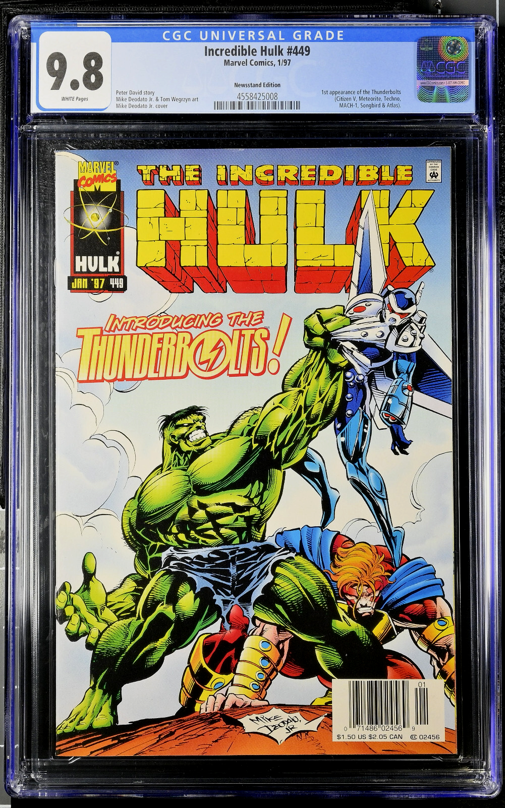 Incredible Hulk #449 (1997) CGC 9.8 NM/MT WHITE Newsstand Key 1st Thunderbolts