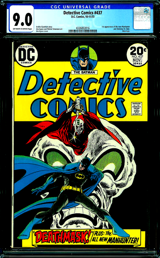 Detective  Comics #437 (1973) CGC 9.0 VF/NM OW/W Key 1st App Manhunter Skull Cvr