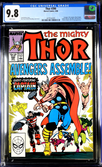 Thor #390 (1988) CGC 9.8 NM/MT WHITE Avengers 1st Captain America Lifts Mjolnir