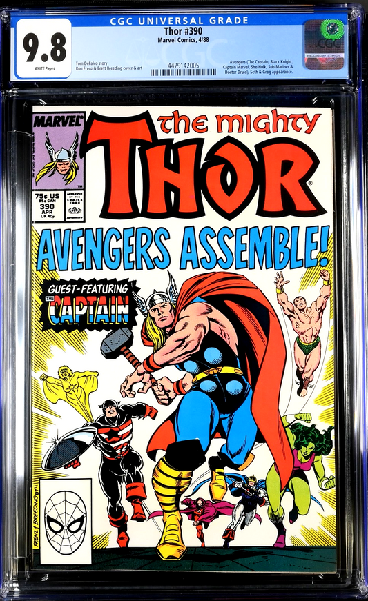 Thor #390 (1988) CGC 9.8 NM/MT WHITE Avengers 1st Captain America Lifts Mjolnir