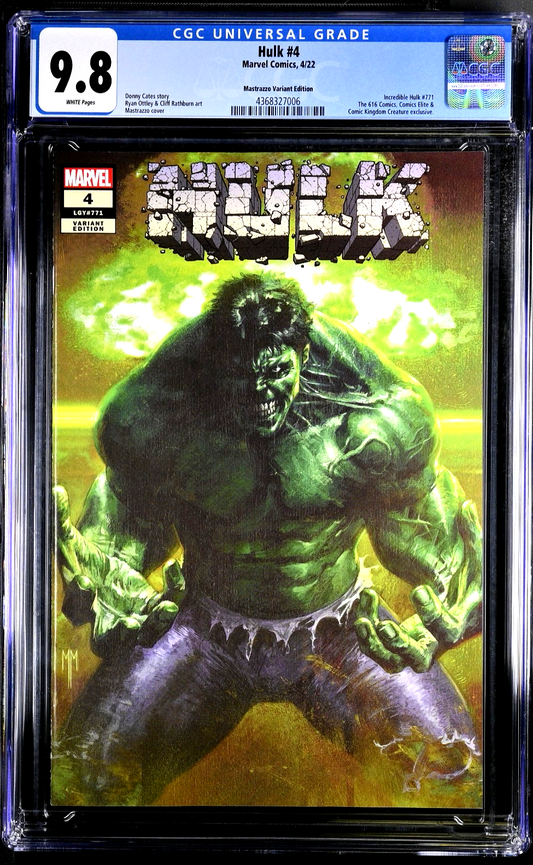 Hulk #4 (2022) CGC 9.8 NM/MT LGY #771 616 Comics Mastrazzo Gamma Explosion Cover