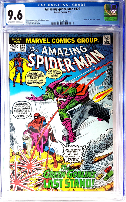 Amazing Spider-Man #122 (1973) CGC 9.6 NM+ OW/White KEY Death of Green Goblin