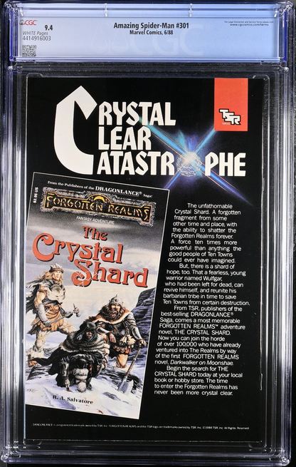 Amazing Spider-Man #301 (1988) CGC 9.4 NM White Classic McFarlane Silver Sable