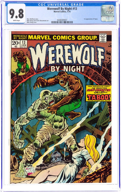 Werewolf By Night #13 (1974) CGC 9.8 NM/MT WHITE Pages Ploog Cover Art 1st Topaz
