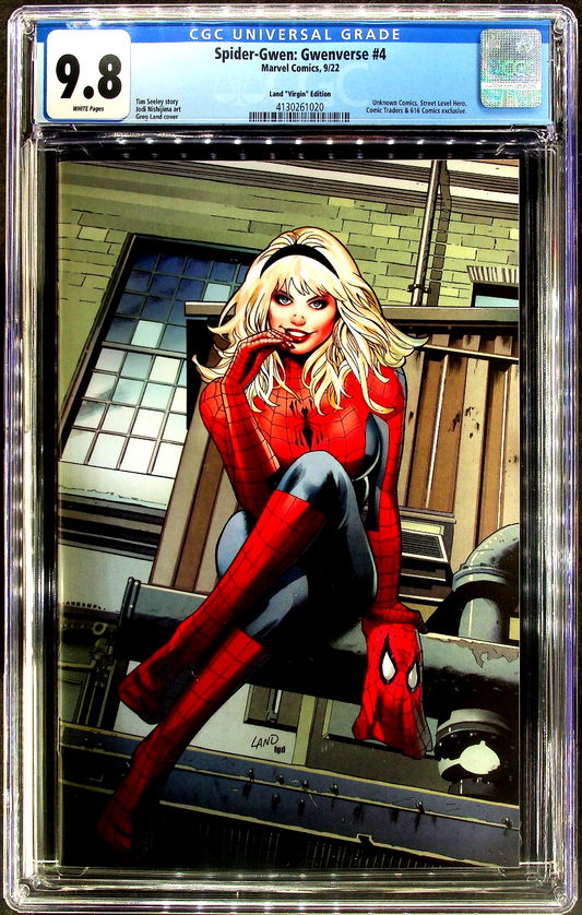 Spider-Gwen: Gwenverse #4 (2022) CGC 9.8 NM/MT White Iluminati Greg Land Virgin