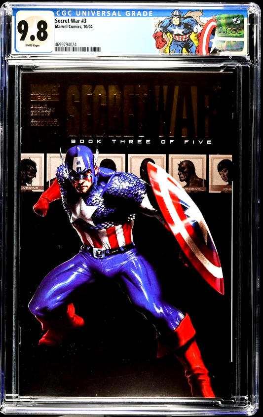 Secret War #3 (2004) CGC 9.8 NM/MT Gold Foil Captain America Custom Label