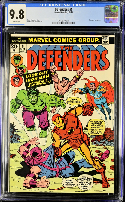 Defenders #9 (1973) CGC 9.8 NM/MT WHITE KEY Buscema Avengers Crossover Battle