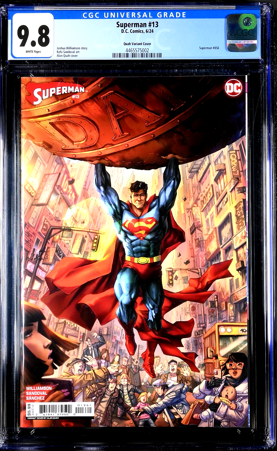 Superman #13 (2023) CGC 9.8 NM/MT White Pages Iconic Alan Quah Cover Variant