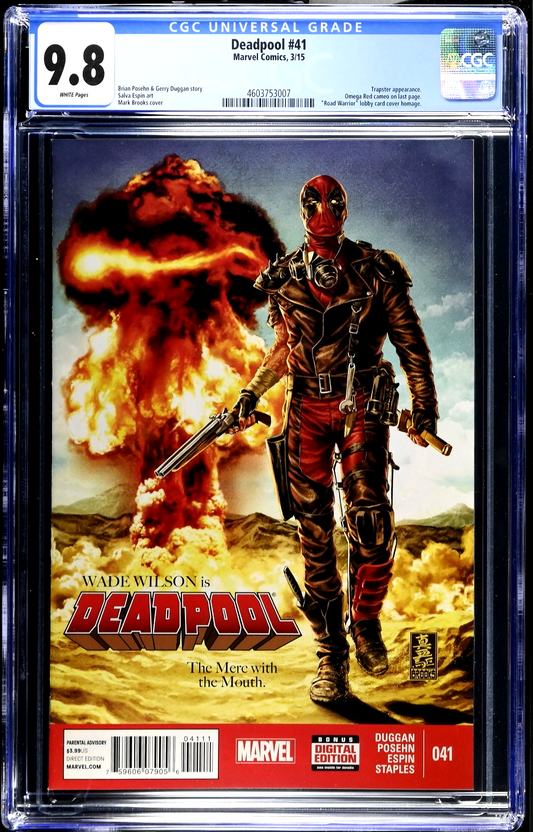 Deadpool #41 (2015) CGC 9.8 Brooks Road Warrior Atomic Explosion Homage Cover