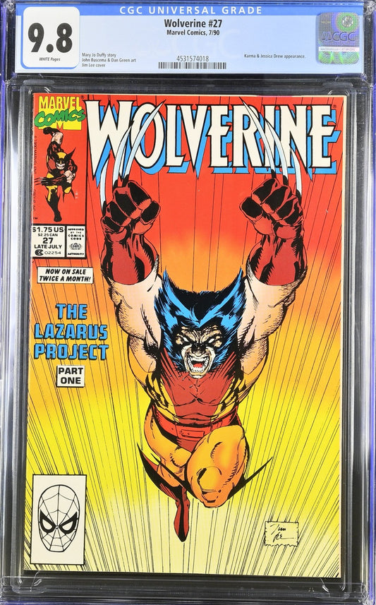 Wolverine #27 (1990) CGC 9.8 NM/MT White Pages Iconic Jim Lee Cover