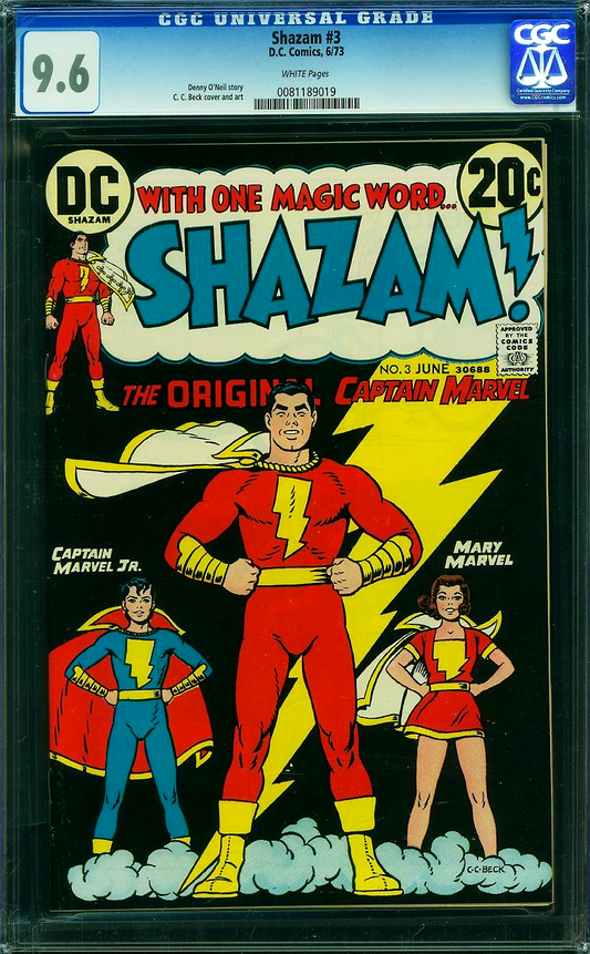 Shazam # 3 (1973) CGC 9.6  NM+ WHITE Pages C.C. Beck Iconic Captain Marvel Cover
