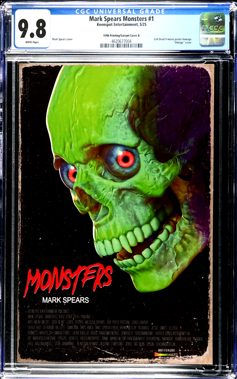 Mark Spears Monsters #1 (2025) CGC 9.8 5th Print Cvr B Evil Dead Homage Ltd 1:20