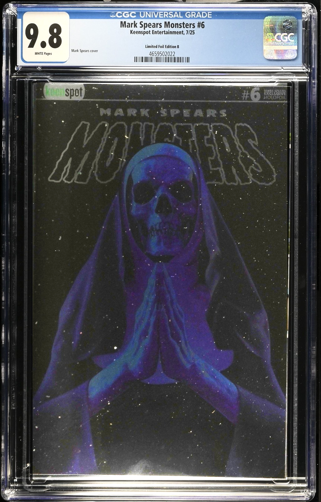 Mark Spears Monsters #6 (2025) CGC 9.8 Farley Con HoloFoil Skull Nun LTD 199