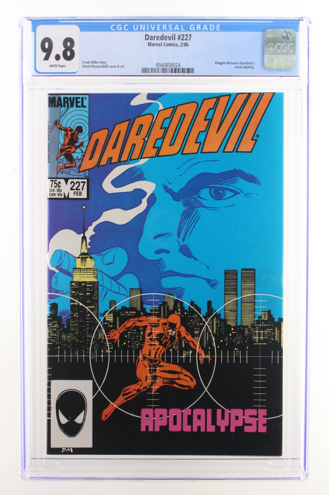 Daredevil #227 (1986) CGC 9.8 NM/MT Kingpin Born Again Iconic NYC WTC Background