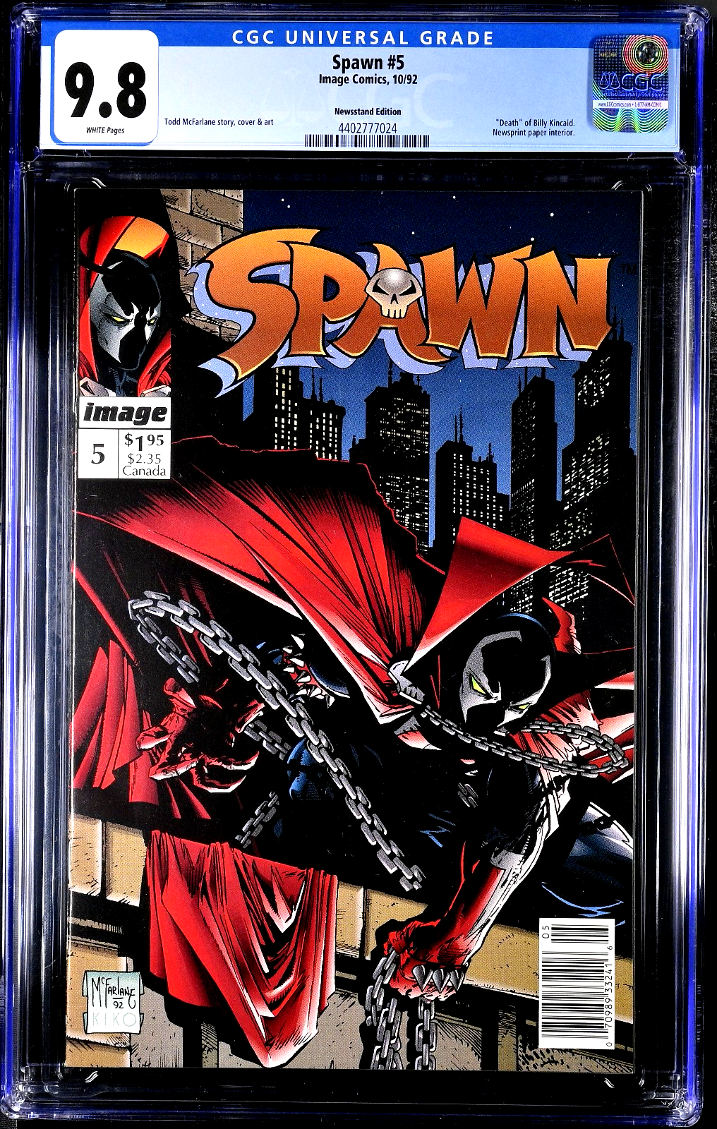 Spawn #5 (1992) CGC 9.8 NM/MT Newsstand 1st Sherlee Johnson/Death Billy Kincaid