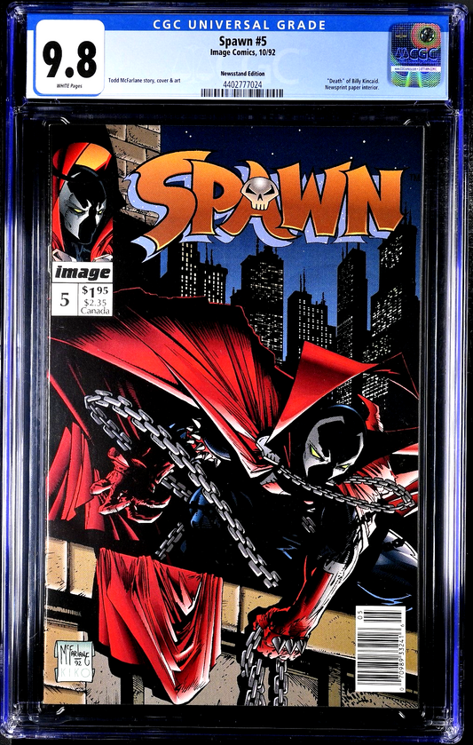 Spawn #5 (1992) CGC 9.8 NM/MT Newsstand 1st Sherlee Johnson/Death Billy Kincaid