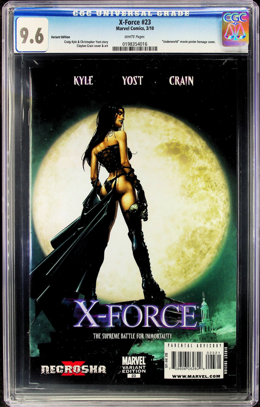X-Force #23 (2010) CGC 9.6 NM+ WHITE Clayton Crain Underworld Homage HTF 1:15