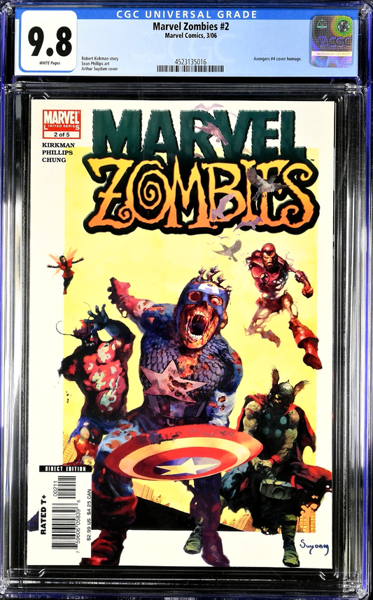 Marvel Zombies #2 (2006) CGC 9.8 NM/MT 1st Print Suydam Avengers #4 Homage Cover
