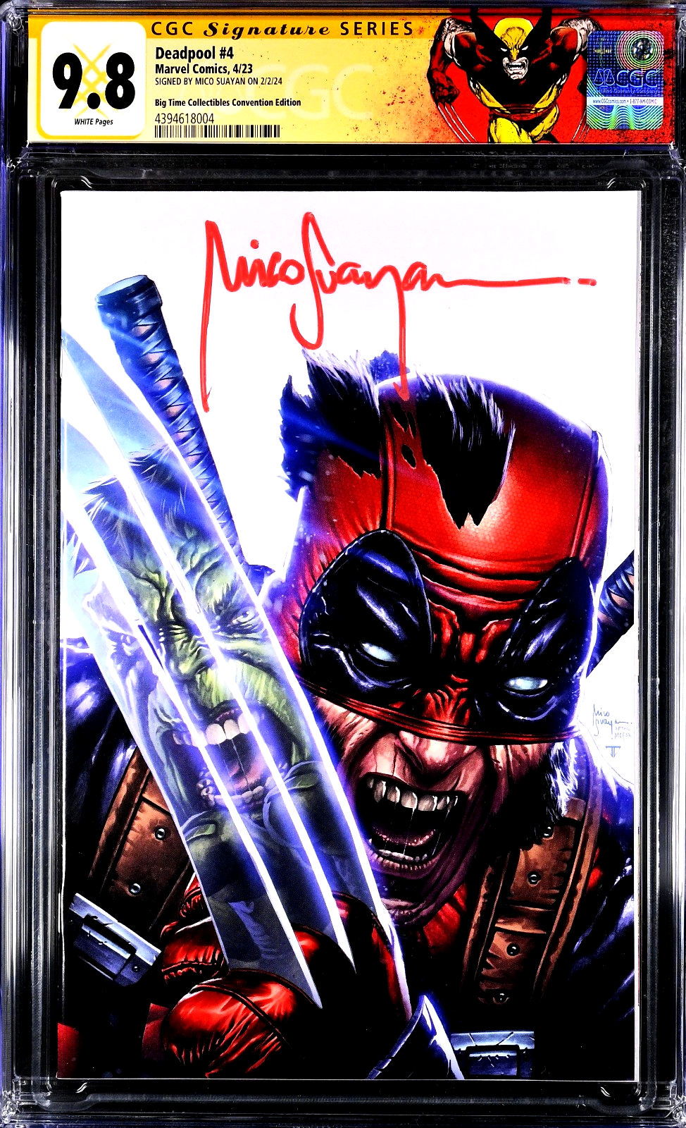 Deadpool #4 (2024) CGC SS 9.8 BTC Conv Mico Suayan Signed Virgin Hulk 340 Homage