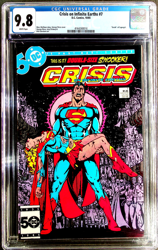 Crisis On Infinite Earths #7 (1985) CGC 9.8 NM/MT WHITE Perez Death of Supergirl