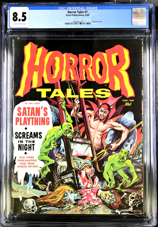 Horror Tales #7 (1969) CGC 8.5 VF+ Off-White Eerie Decapitation Guillotine Cover