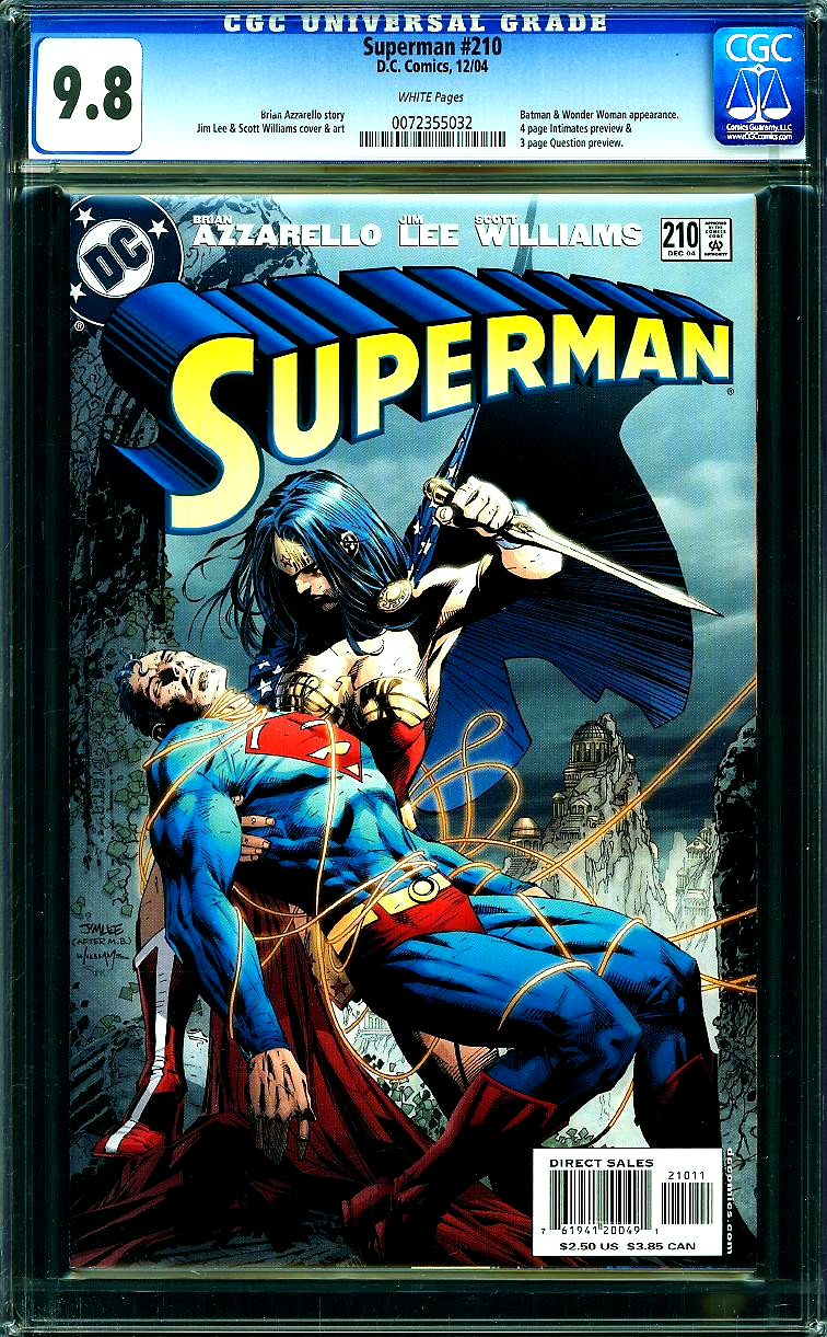 Superman #210 (2004) CGC 9.8 NM/MT Jim Lee Wonder Woman Battle Cover 0072355032