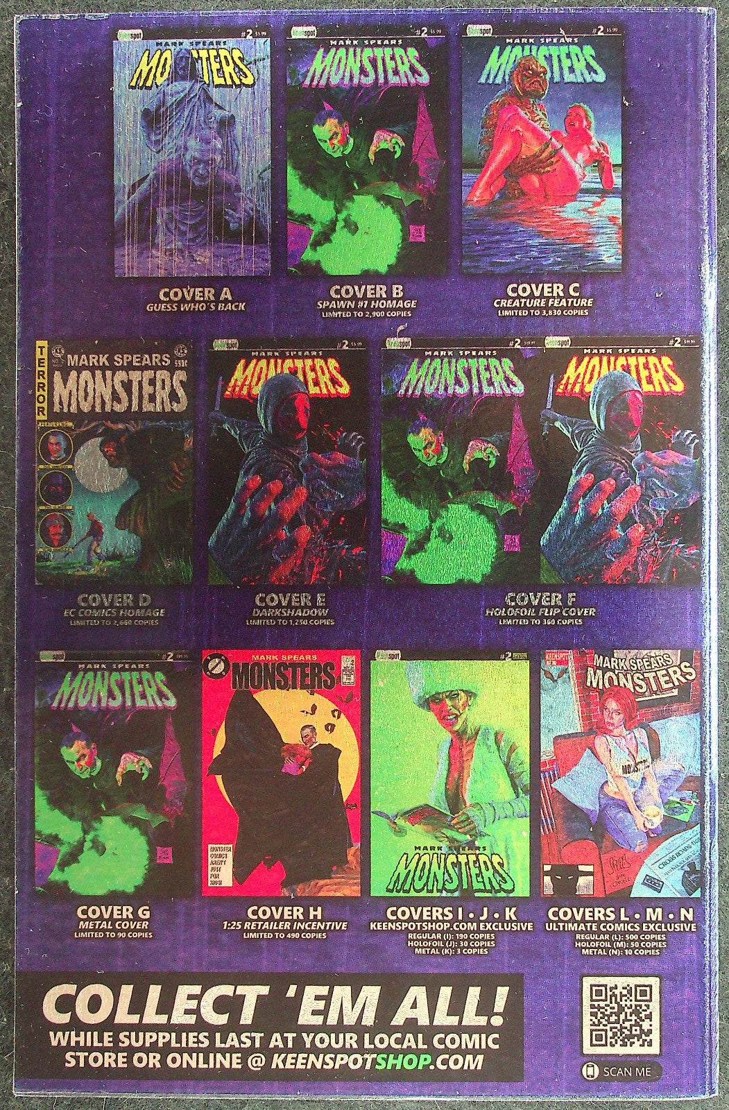 Mark Spears Monsters #2 (2024) Bride of Frankenstein HoloFoil Cover J LTD 30