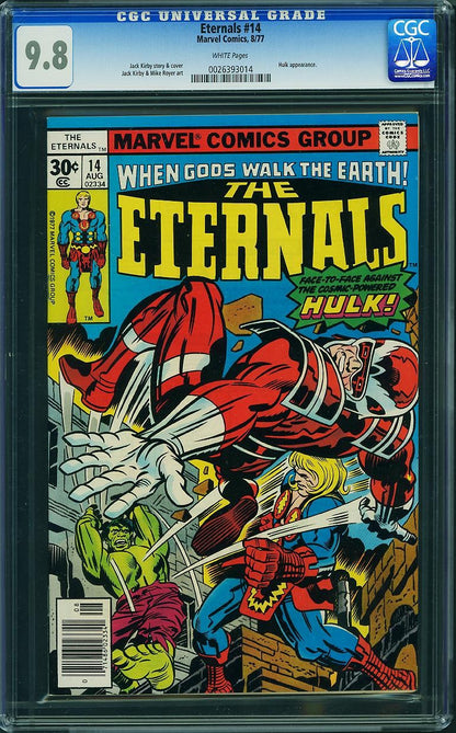 Eternals #14 (1977) CGC 9.8 NM/MT WHITE pages Jack Kirby Art Hulk Battle Cover