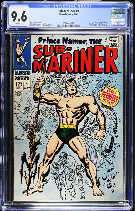 Sub-Mariner #1 (1968) CGC 9.6 NM+ WHITE KEY Namor Origin & 1st Silver Age Appear