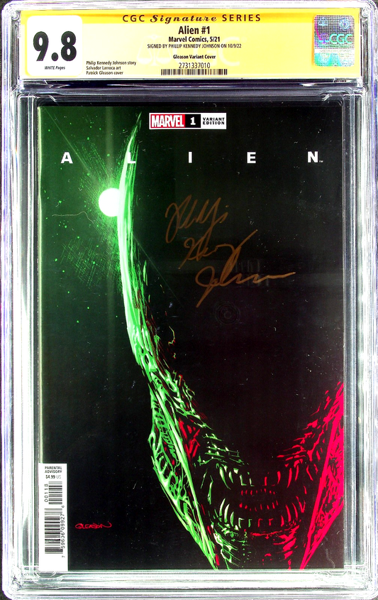 Alien #1 (2021) CGC 9.8 NM/MT WHITE SS Gleason Cvr Phillip Kennedy Johnson Sign