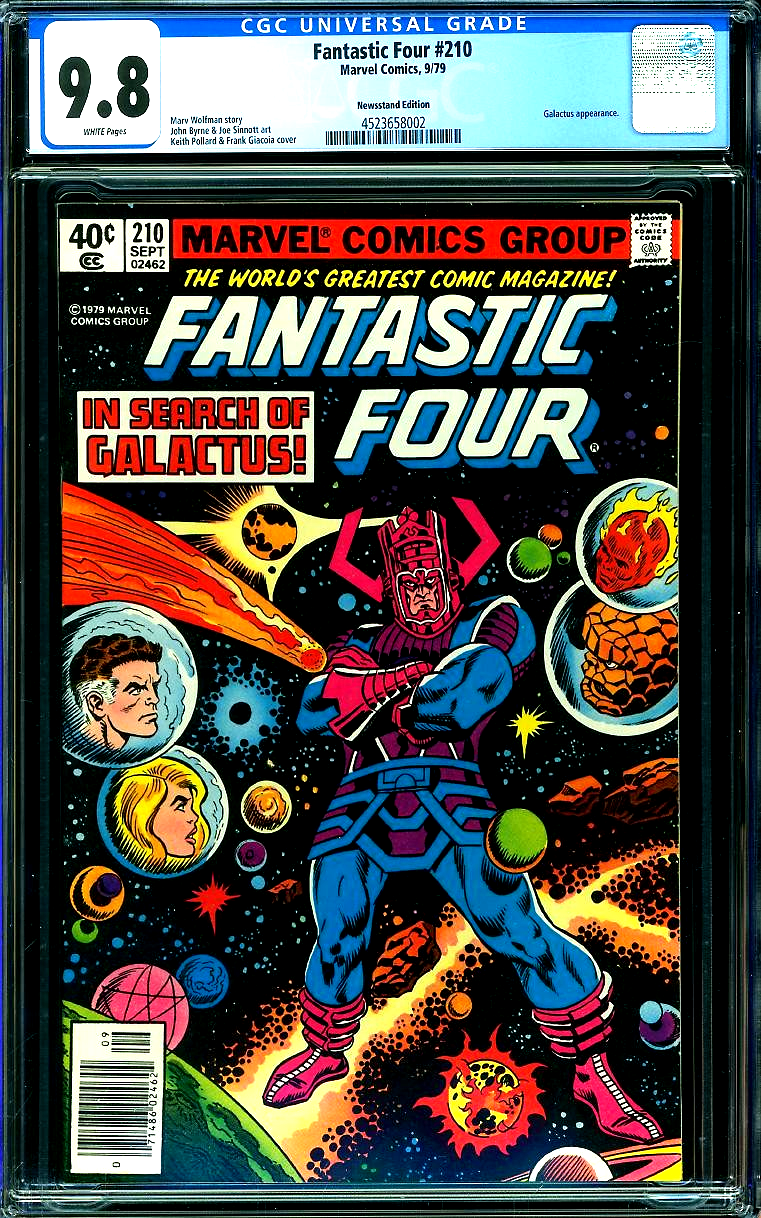 Fantastic Four #210 (1979) CGC 9.8 NM/MT WHITE Iconic Galactus Cover Newsstand