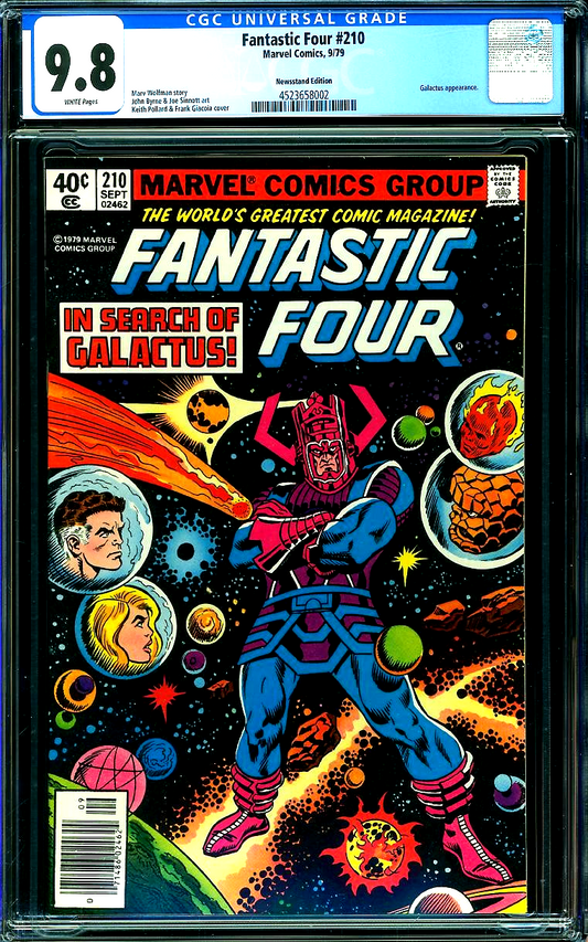 Fantastic Four #210 (1979) CGC 9.8 NM/MT WHITE Iconic Galactus Cover Newsstand