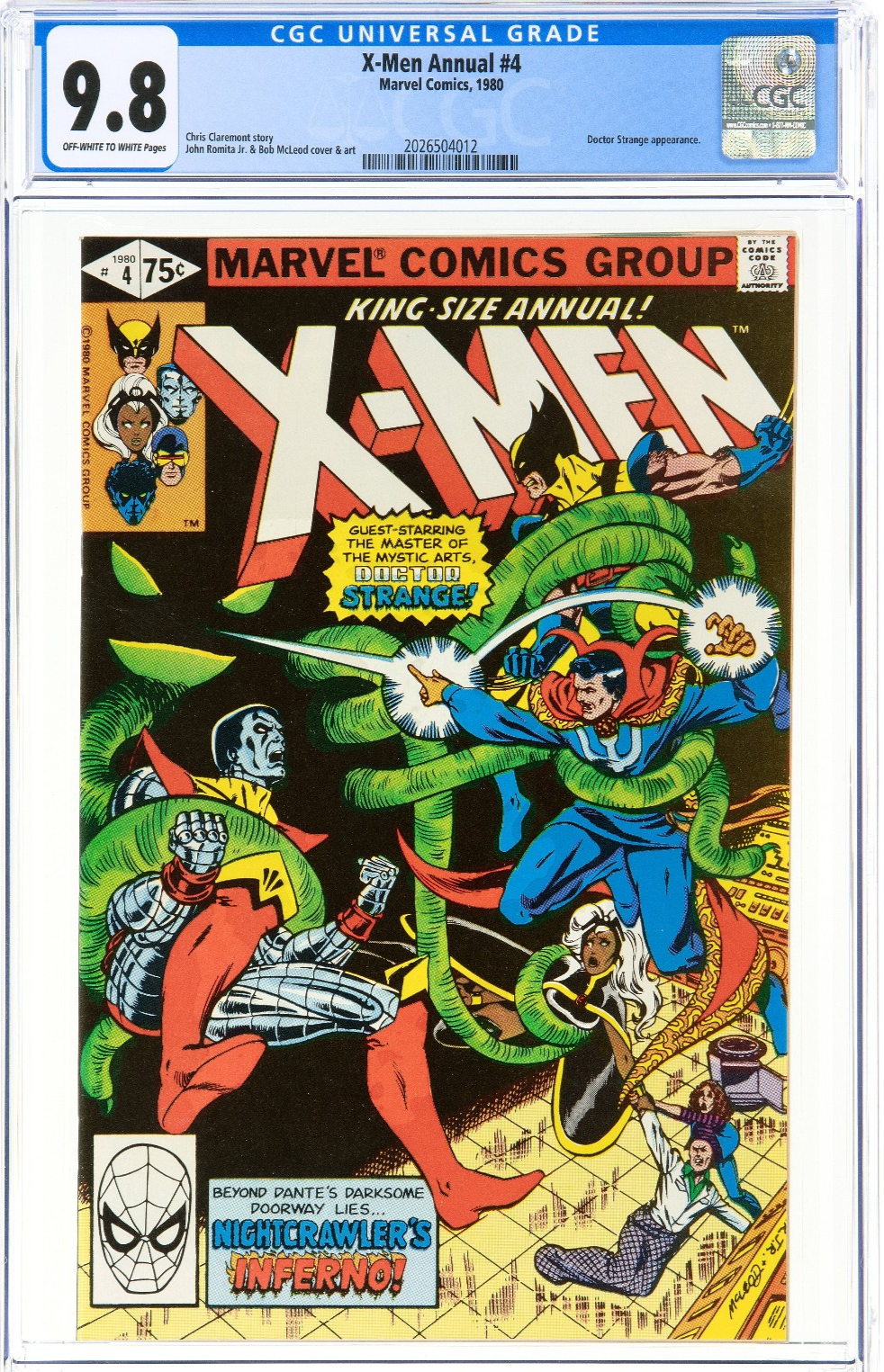 X-Men Annual #4 (1980) CGC 9.8 NM/MT OW White Romita Doctor Strange Appearance