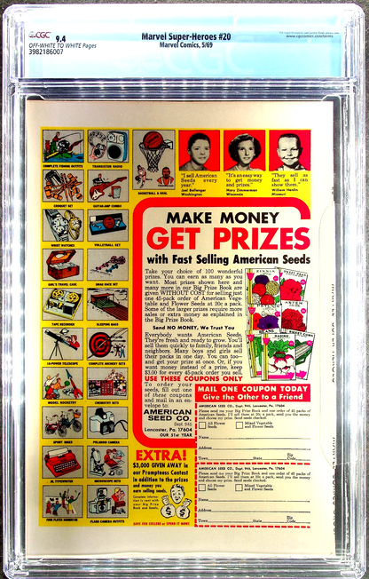 Marvel Super-Heroes #20 (1969) CGC 9.2 NM OW/W KEY Solo Doctor Doom 1st Valeria