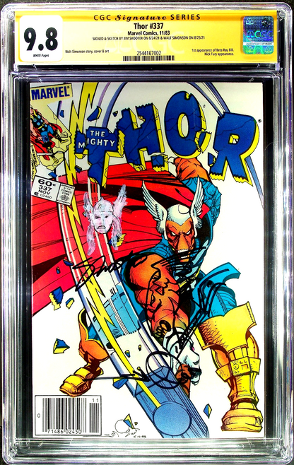Thor #337 (1983) CGC SS 9.8 NM/MT Newsstand Signed Sketch Jim Shooter & Simonson