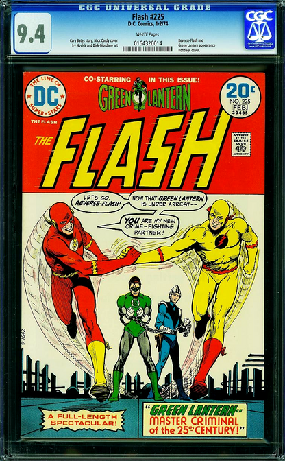 Flash #225 (1974) CGC 9.4 NM WHITE Nick Cardy Cover Green Lantern Reverse Flash