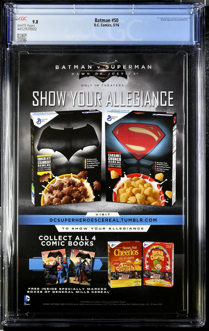 Batman #50 (2016) CGC 9.8 NM/MT WHITE 2nd Series Greg Capullo Classic Cover