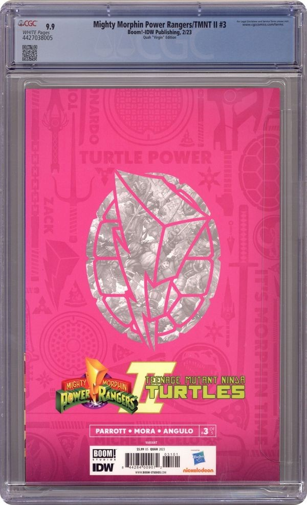 Mighty Morphin Power Rangers TMNT II #3 (2023) CGC 9.9 MINT Quah Virgin 1:150