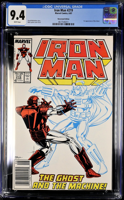 Iron Man #219 (1987) CGC 9.4 NM KEY 1st Ghost Newsstand Edition (WTC/BT)