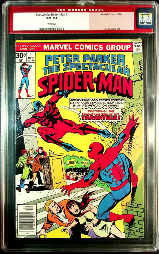Spectacular Spider-Man #1 (1976) CGC 9.4 NM White KEY Tarantula OLD Red Label