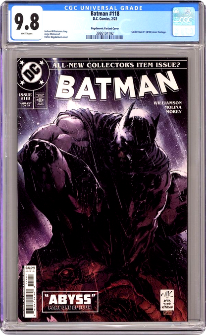 Batman #118 (2022) CGC 9.8 NM/MT WHITE Bogdanovic Spider-Man #1 Homage Cover