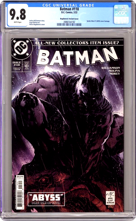 Batman #118 (2022) CGC 9.8 NM/MT WHITE Bogdanovic Spider-Man #1 Homage Cover