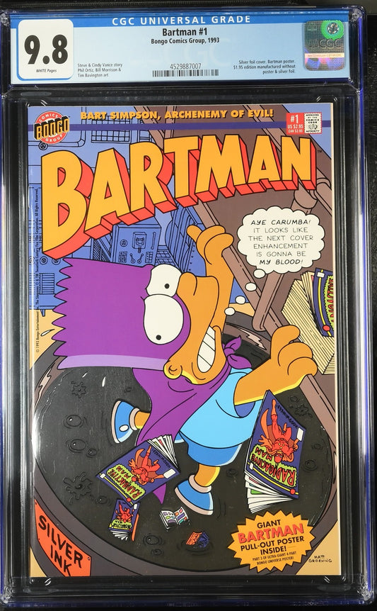 Bartman #1 (1993) CGC 9.8 NM/MT WHITE Bongo Simpsons Radioactive Man Silver Foil