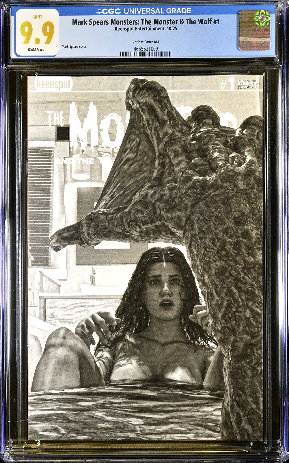 Mark Spears Monsters and Wolf #1 (2025) CGC 9.9 MINT A64 B&W Creature LTD 1:700