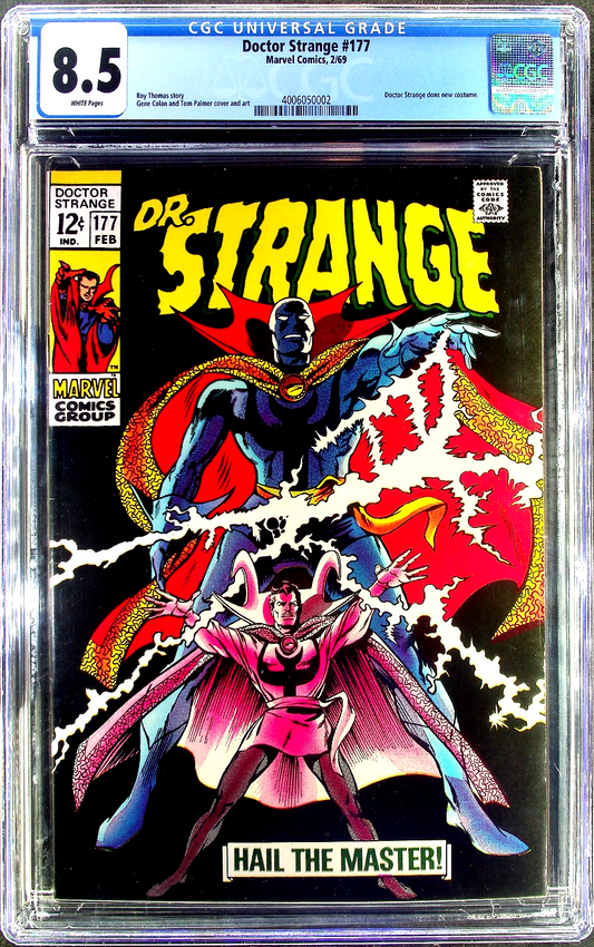 Doctor Strange #177 (1969) CGC 8.5 VF+ WHITE Pages KEY 1st New Costume & Mask