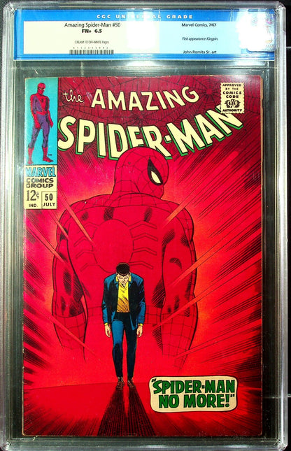 Amazing Spiderman #50 (1967) CGC 6.5 FN+ C/OW KEY Iconic Romita Cover Old Label