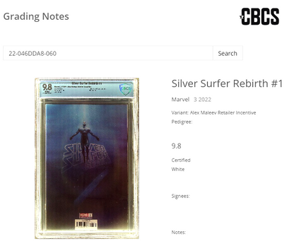 Silver Surfer Rebirth #1 (2022) CGC 9.8 NM/MT Maleev Retailer Incentive LTD 1:50