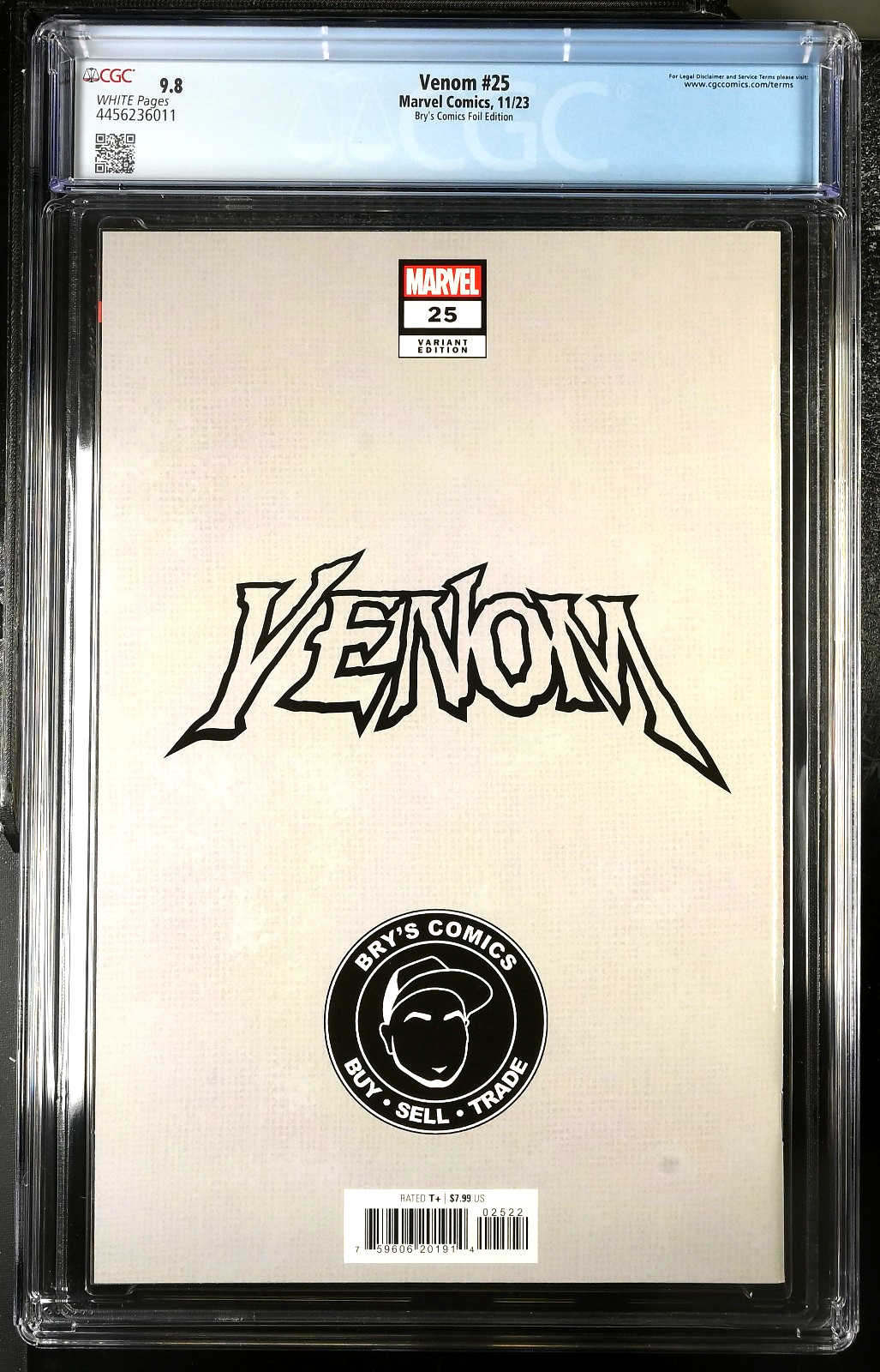 Venom #25 (2023) CGC 9.8 NM/MT White Pages Bry’s Comics Grassetti Virgin Foil